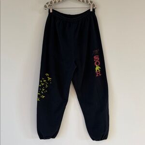 SOAR Women's Black Joggers with Yellow Accents